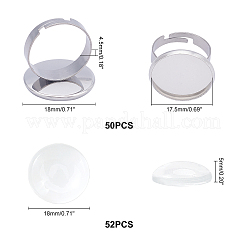 Kit para hacer anillos de dedo ajustables de acero inoxidable 304 (102 unidad)&nbsp;DIY-UN0002-51P