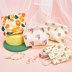 4 Stück Mini-Stoff bedruckte Mehrzweck-Schrapnell-Make-up-Taschen Geldbörse&nbsp;ABAG-GF0001-26