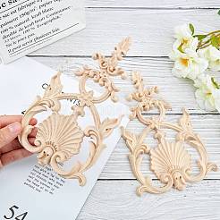 Natürliches Massivholz geschnitzt Onlay Applique Handwerk&nbsp;WOOD-WH0107-22