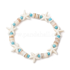 3 Stück Stretch-Armbänder aus synthetischem Türkis und natürlichen Süßwasser-Muschelperlen für Damen&nbsp;BJEW-JB12021