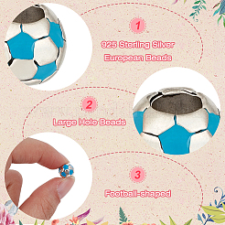 30 Stück große Loch Fußball/Fußball Legierung Emaille europäischen Perlen&nbsp;MPDL-ME0001-06A