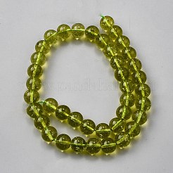 Natürliche Crackle Olivenquarz runde Perlen Stränge&nbsp;G-WH0043-007C