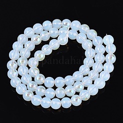 Chapelets de perles en verre d'imitation jade électrolytique&nbsp;EGLA-Q132-6MM-01B-02