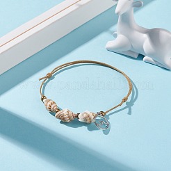 Spiralförmiges Perlenarmband mit Wellenanhänger&nbsp;BJEW-JB07547-01