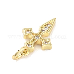 Pendenti con placcatura a croce in ottone con zirconi trasparenti&nbsp;KK-M293-18G