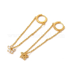 Orecchini a cerchio pendenti con fiore di zirconia cubica trasparente&nbsp;EJEW-P221-29G