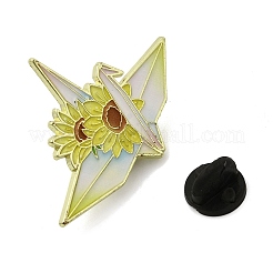 Anstecknadeln mit Papierkranich- und Sonnenblumenmotiven aus Emaille für Damenbekleidung&nbsp;JEWB-F043-02C