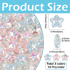 30 Stück 3 Farben UV-Beschichtung bedruckte transparente Acrylperlen&nbsp;PACR-YW0001-59