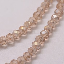 Chapelets de perles en verre électroplaqué&nbsp;X-GLAA-K016-2x3mm-03FR