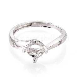 Rhodinierte 925 Sterling Silber Micro Pave Zirkonia Verlobungs-Solitärring-Fassungen&nbsp;STER-N016-71P