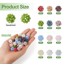 36 pz 12 colori perline di vetro intrecciate fatte a mano&nbsp;WOVE-TA0001-08