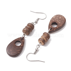 Boucles d'oreilles pendantes en forme de larme de noix de coco naturelle pour femmes&nbsp;EJEW-JE05891