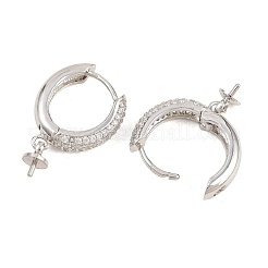 Messing Micro Pave klarer Zirkonia Hugie Hoop Ohrring Zubehörse&nbsp;KK-Z158-02P