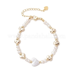 Armbänder aus natürlichen Süßwasserzuchtperlen und Messingperlen für Damen&nbsp;BJEW-JB13367