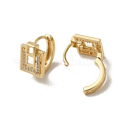 Orecchino a cerchio con micro pavé di zirconi cubici in ottone placcato oro kc&nbsp;EJEW-L271-01KCG-01