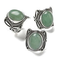 Verstellbare Ringe aus natürlichem grünem Aventurin&nbsp;RJEW-I108-02AS-08