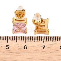 Boucles d'oreilles à tige en acier inoxydable 304 avec micro pavé de zircones cubiques&nbsp;EJEW-Z165-01G-02