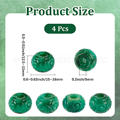 4 pz perline europee intagliate in giada naturale del Myanmar/giada birmana&nbsp;G-PA0002-44