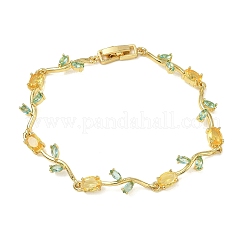 Bracciali a catena con maglie a forma di fiore in ottone e vetro&nbsp;KK-CBA7DFA-01G-10