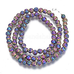 Fili di perle di roccia lavica naturale elettrodeposta&nbsp;G-S352-30A-02