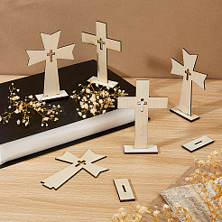 40 Stück 2 Stile Halloween Holzskulptur Display Dekorationen&nbsp;AJEW-DC0003-29