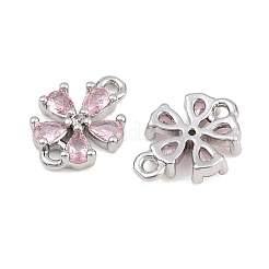Breloques connecteurs en laiton pavé de zircones cubiques roses&nbsp;CU-CBAA6E8-01P