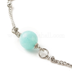 Tobilleras de jade blanco teñido natural y jade de Malasia para mujer&nbsp;AJEW-AN00476-01