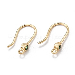 Crochets d'oreilles en laiton avec micro pave zircone cubique transparente&nbsp;LS-KK-K251-02G