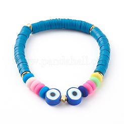 Bracelets extensibles perlés heishi en pâte polymère à la main&nbsp;BJEW-JB06139