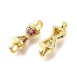 4 Stück 2 Farben Messing Micro Pave Orchidee & grüner Zirkonia Verbinder Charm&nbsp;KK-XCP0001-08G
