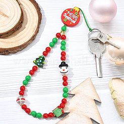 Weihnachts-Handy-Lanyard aus Bunte Malerei und Acryl&nbsp;HJEW-SZ00096