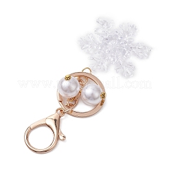 Llavero con colgante de copo de nieve de acrílico y perlas de plástico ABS&nbsp;KEYC-JKC00882