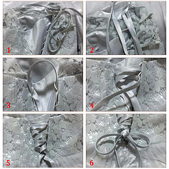 Satin-Hochzeitskleid zurück Bindeseil&nbsp;SRIB-WH0011-039A