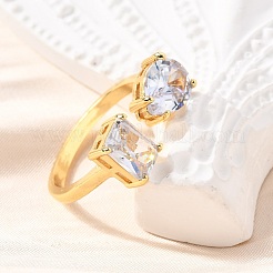 Anelli per polsini da donna in ottone con micro pavé di zirconi cubici&nbsp;RJEW-F181-08G
