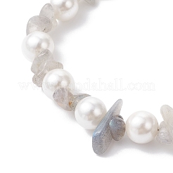 Braccialetti con perline rotonde in scaglie di labradorite naturale e conchiglia di vetro&nbsp;BJEW-JB12317-03