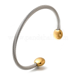 Bracelets manchettes en acier inoxydable 304&nbsp;BJEW-C091-02A-GP