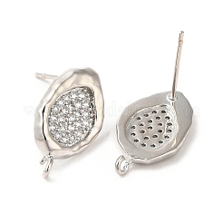 Accessoires de clous d'oreilles en laiton avec micro pavé zircone cubique&nbsp;KK-H440-03P