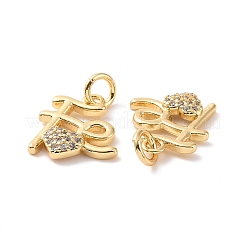 Placage de crémaillère en laiton micro pavé breloques en zircone cubique claire&nbsp;X-ZIRC-C042-03G
