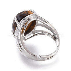 Verstellbare facettierte natürliche Tigerauge-Fingerringe&nbsp;RJEW-I068-B02-1