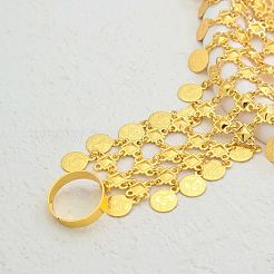 Armbänder aus Eisen mit mehrlagigen Münz- und Blumengliedern für Damen&nbsp;WS2112