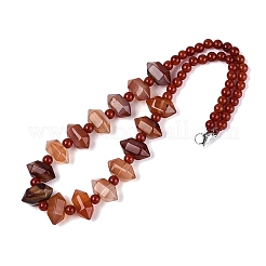 Colliers de perles rondes et coniques en agate rouge naturelle&nbsp;NJEW-N064-03L