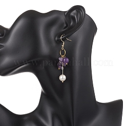 2 paire de boucles d'oreilles pendantes en améthyste et lapis-lazuli naturels&nbsp;EJEW-JE06829
