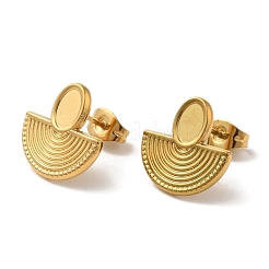 Boucles d'oreilles demi-rondes en acier inoxydable 304 avec placage ionique (IP)&nbsp;EJEW-C114-27G