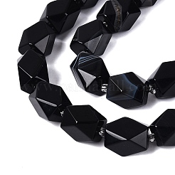 Brins de perles d'agate noire naturelle (teintes et chauffées)&nbsp;G-Q608-11A