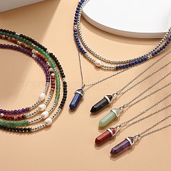 3 stücke 3 stil natürliche edelstein & perle & synthetische hämatit perlen halsketten set&nbsp;NJEW-JN04028