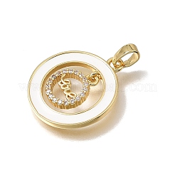 Pendentifs en laiton sertis de micro-pavés de zircone cubique transparente et d'émail blanc&nbsp;CU-CBAA556-08B