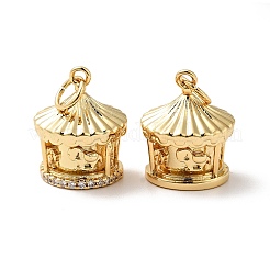 Placage de crémaillère en laiton micro pavé pendentifs en zircone cubique claire&nbsp;KK-H431-01G