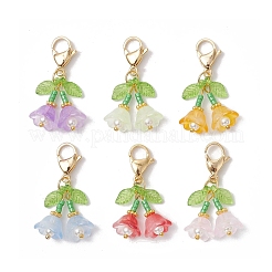 Set di decorazioni con pendenti a forma di fiore in acrilico e perline di vetro fatte a mano&nbsp;HJEW-MZ00258