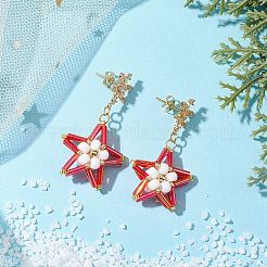 Boucles d'oreilles à tige en forme d'étoile en verre&nbsp;EJEW-MZ00256-05