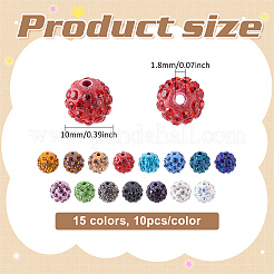150 Stück 15 Farben handgefertigte Polymer Clay Perlen&nbsp;CLAY-ME0001-02
